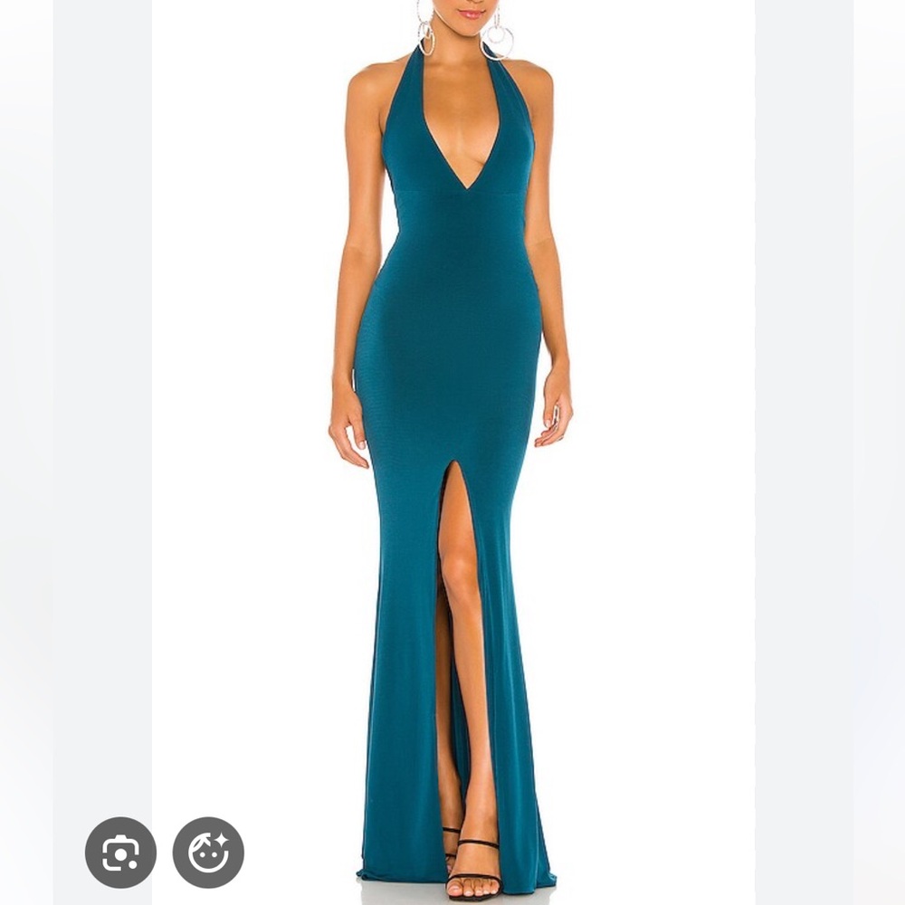 Nookie Teal Illegal Halter Gown
